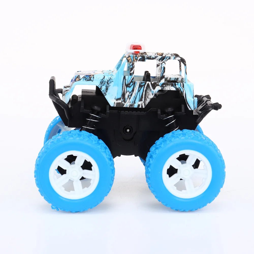 4 Friction Monster Trucks 4WD 8.5 x 8 x 7.5cm White Black Blue Grey - Party Owls