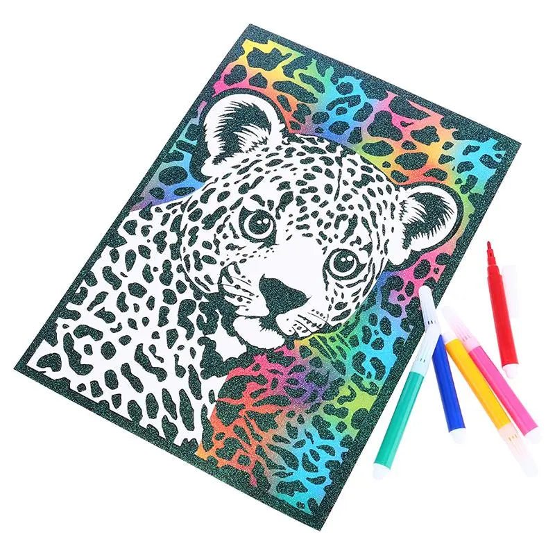 4 Glitter Colouring Art Sets With 20 Markers Assorted Designs - Party Owls