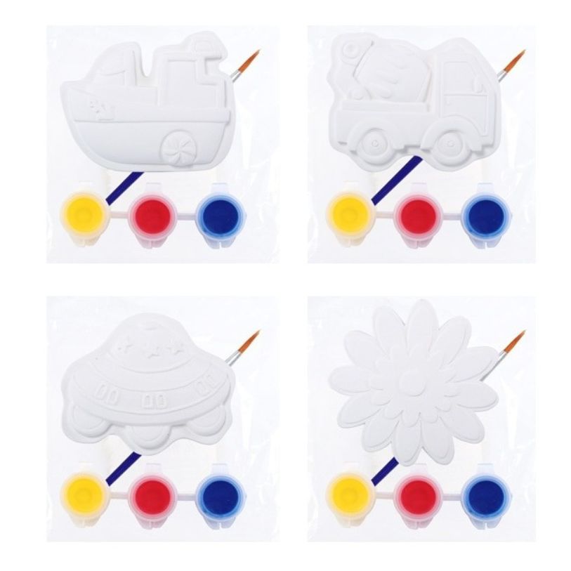 4 Plaster Painting Kits Assorted Shapes - Party Owls