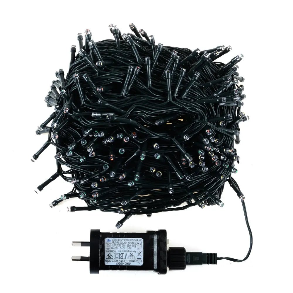 400 Multicolour LED Fairy Lights 40M Lit Length 8 Functions - Party Owls