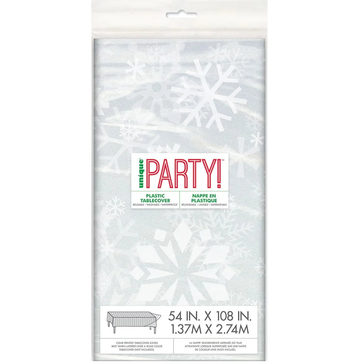 Clear Frozen Snowflakes Plastic Table Cover 137cm x 274cm