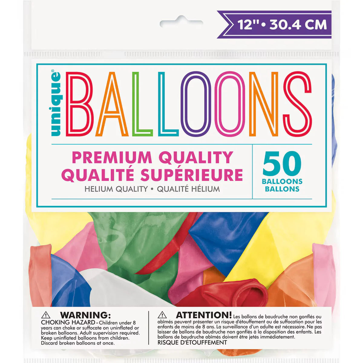 Premium Multi-colour Latex Balloons 30cm (12") 50pcs Assorted Bulk Pack