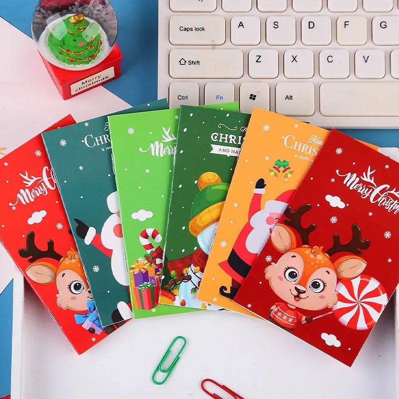 6 Mini Christmas Notebooks 16 - Page 7cm x 10.5cm (Assorted) - Party Owls
