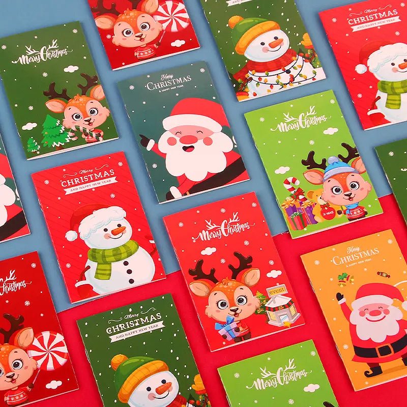6 Mini Christmas Notebooks 16 - Page 7cm x 10.5cm (Assorted) - Party Owls