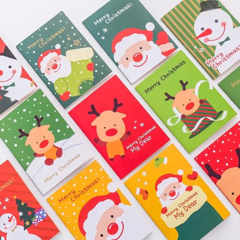 6 Mini Christmas Notebooks 16 - Page 7cm x 10.5cm (Assorted) - Party Owls