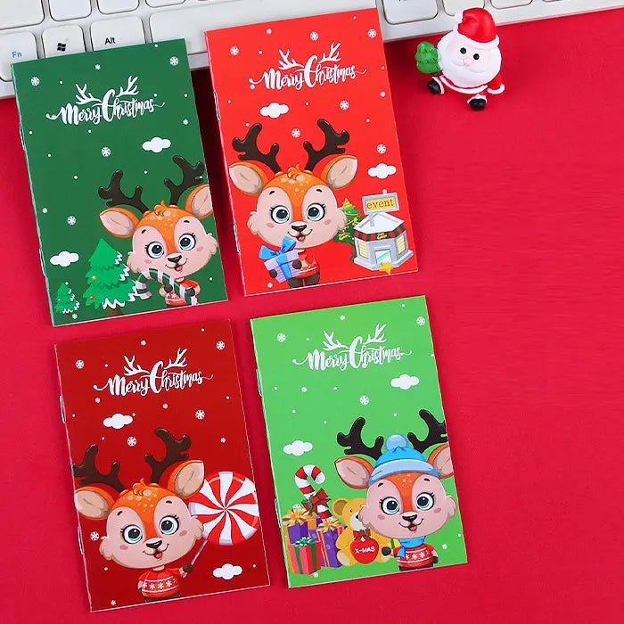 6 Mini Christmas Notebooks 16 - Page 7cm x 10.5cm (Assorted) - Party Owls