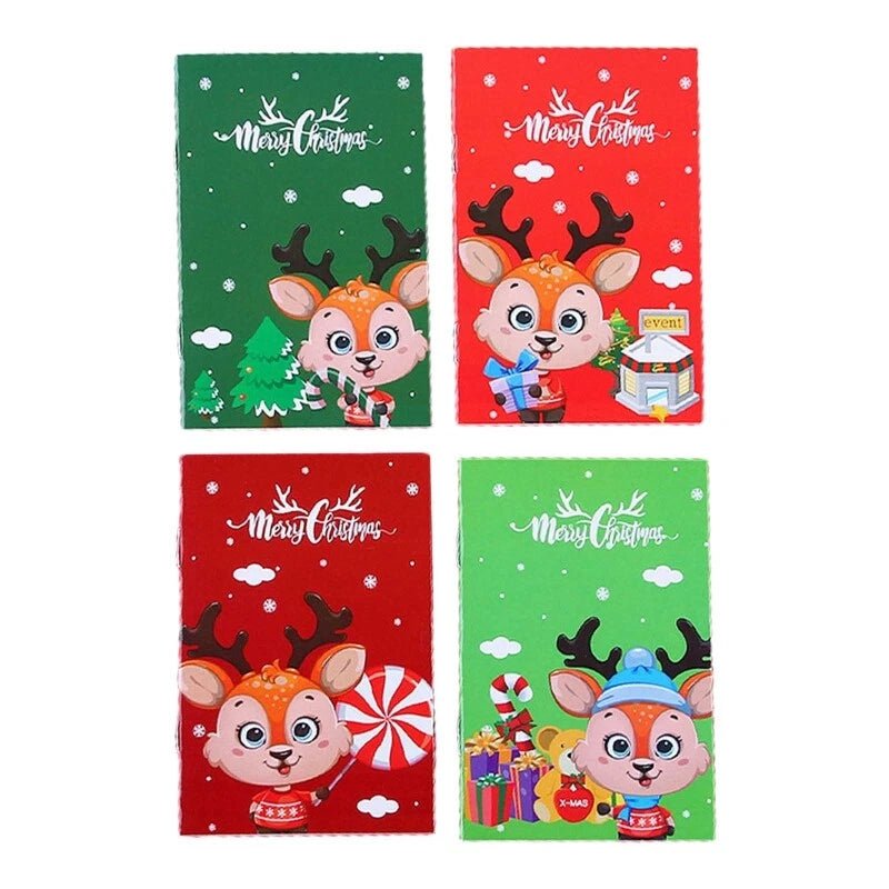 6 Mini Christmas Notebooks 16 - Page 7cm x 10.5cm (Assorted) - Party Owls