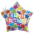 Happy Birthday Holographic Foil Balloon 48cm (19") Star Shape Multi-coloured