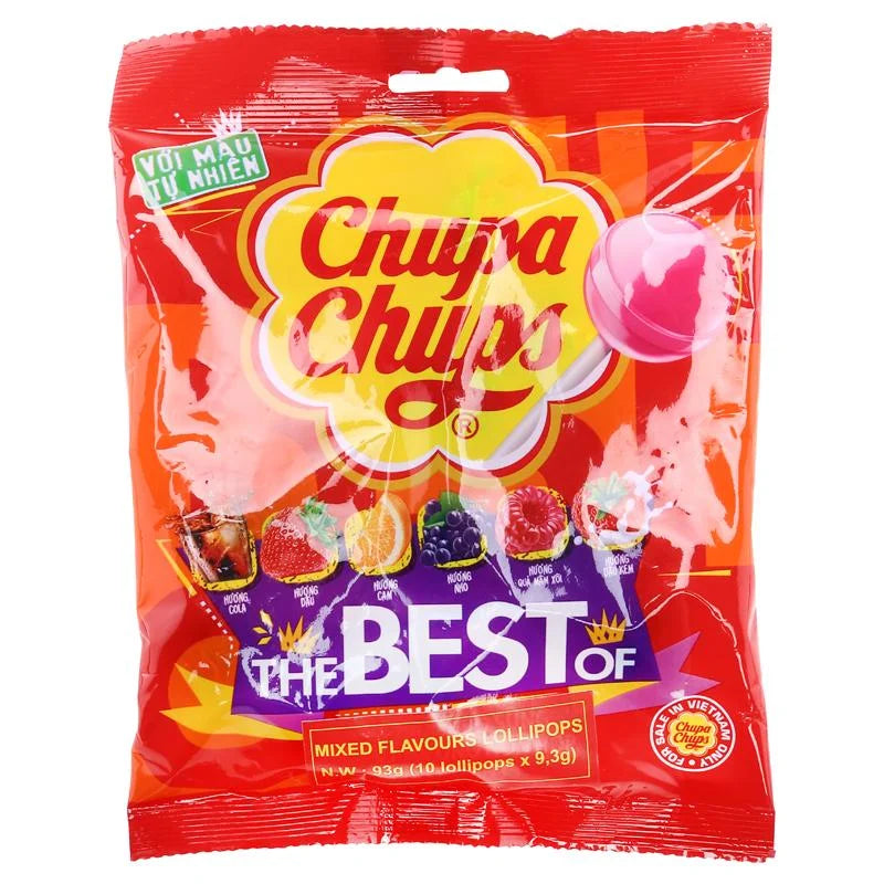 Chupa Chups Lollipop Classic 93g Bag 10pcs Assorted Flavours