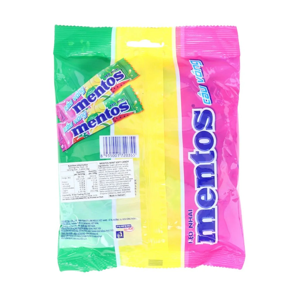 Mentos Mini Soft Candy Fruit 108g Bag (18pcs x 6g)