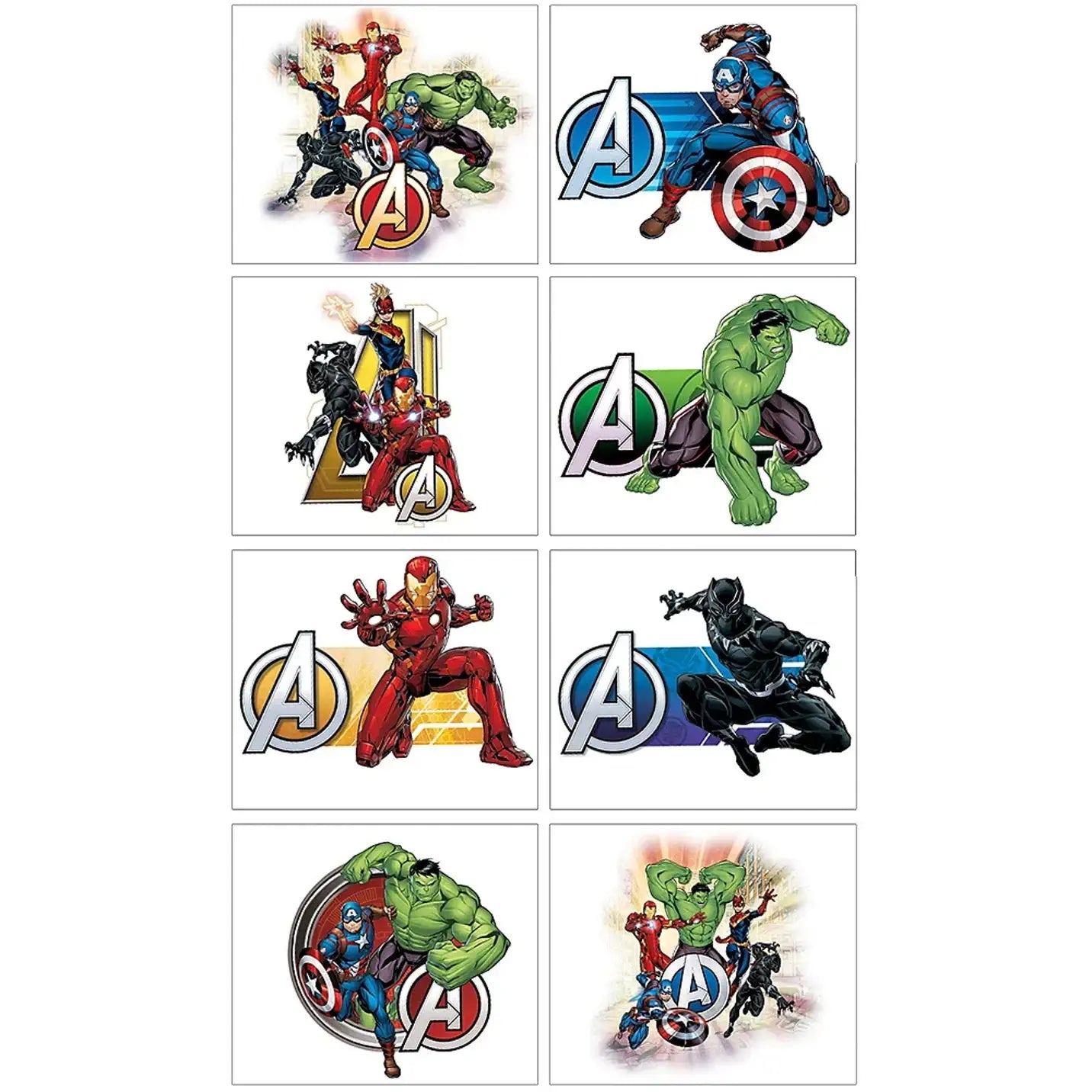 Marvel Avengers Temporary Tattoos 8pcs (1 Sheet) Party Favours Powers Unite