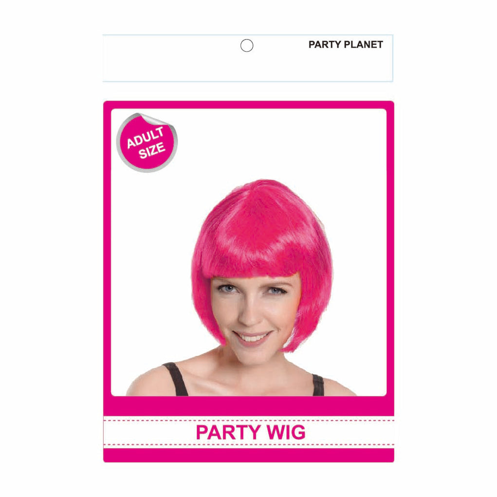 Hot Pink Short BOB Wig With Fringe