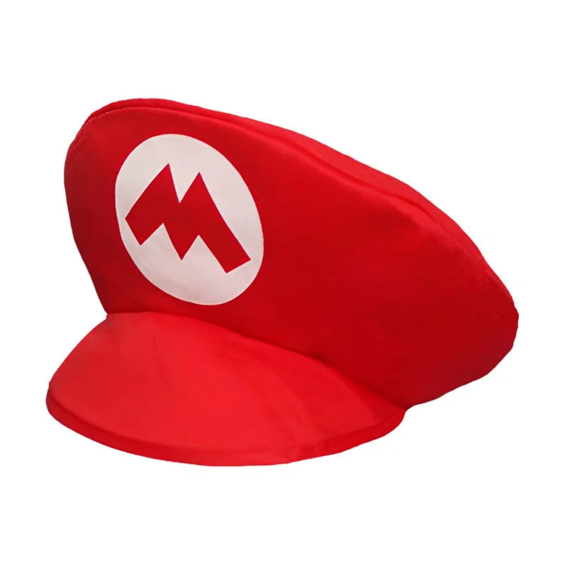 Children Red M Plumber Hat With Moustache