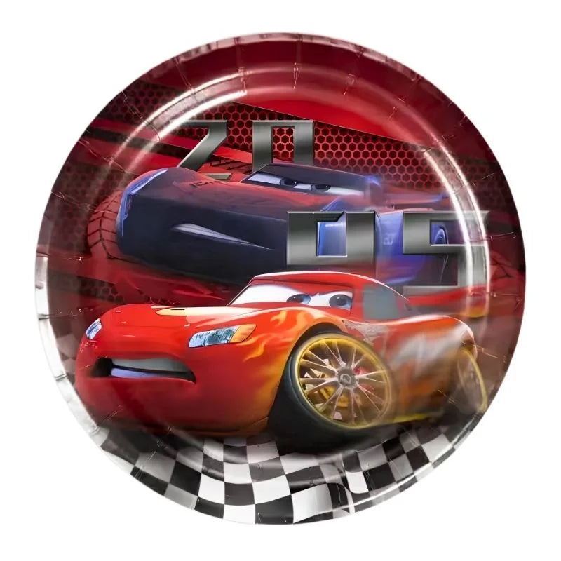 Cartoon Racing Cars Small Paper Plates 18cm (7") 10pcs