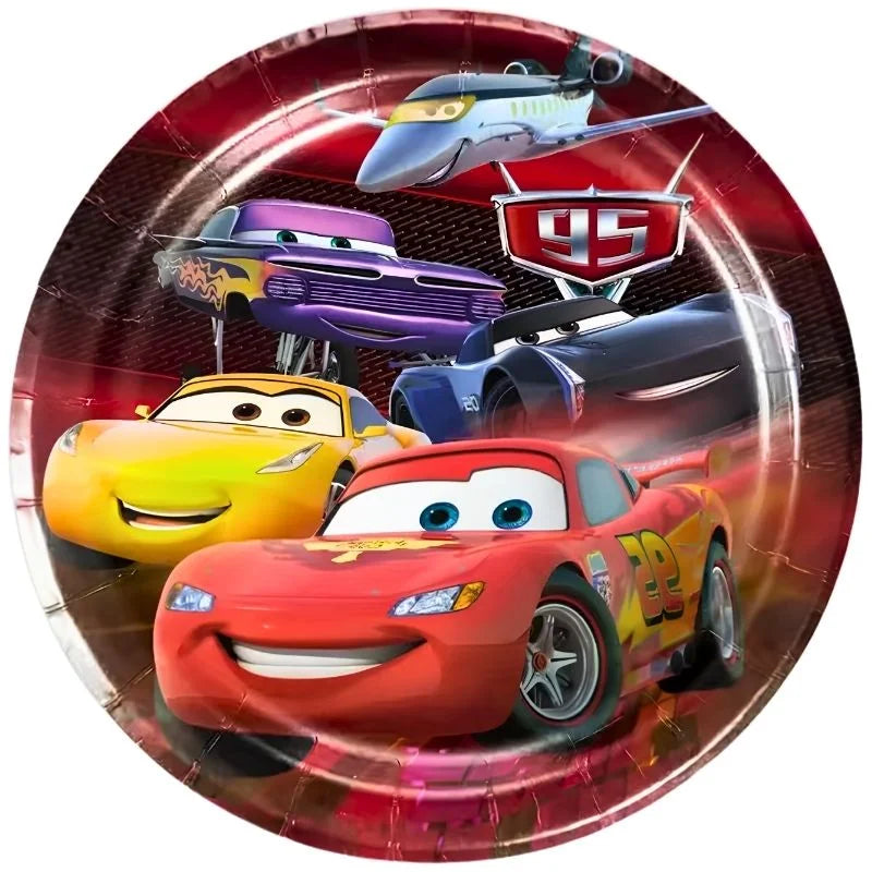 Cartoon Racing Cars Large Paper Plates 23cm (9") 10pcs