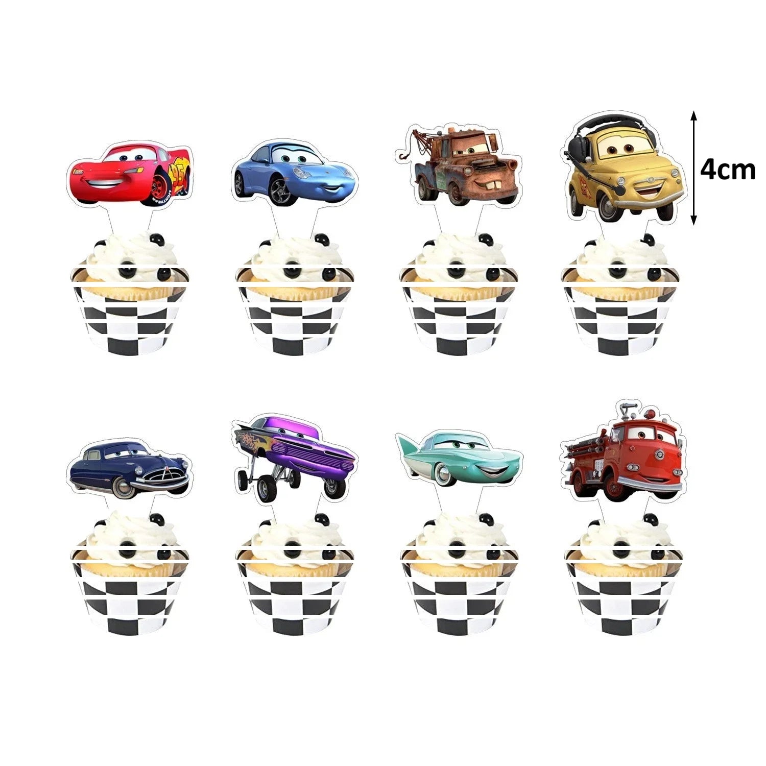 Cartoon Racing Cars Cake Topper & Cupcake Toppers 25pcs