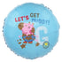 Boy Cartoon Pig Foil Balloon 45cm (18") Round Blue