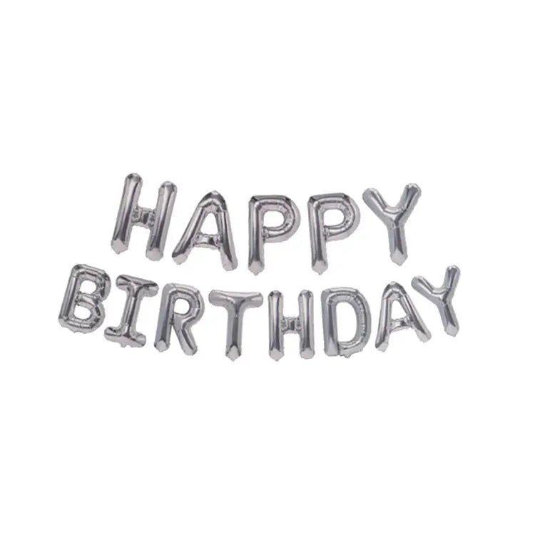Silver "Happy Birthday" Foil Letter Balloons Banner Kit 40cm (16")