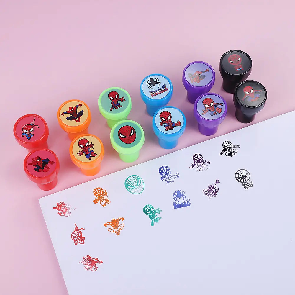 Kids Stamps 12pcs Spider Hero Toys Party Favours