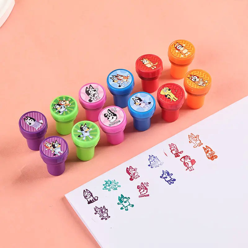 Kids Stamps 12pcs Blue Heeler Puppy Toys Party Favours