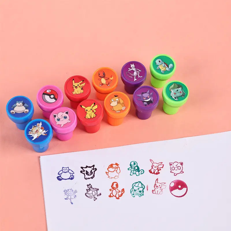 Kids Stamps 12pcs Pocket Monsters Toys Party Favours