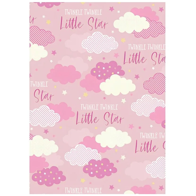 Pink Twinkle Twinkle Little Star Gift Wrap 1 Sheet Folded