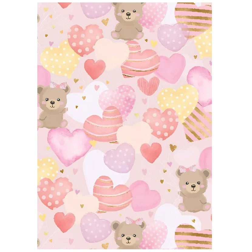 Baby Girl Teddy Gift Wrap 1 Sheet Folded