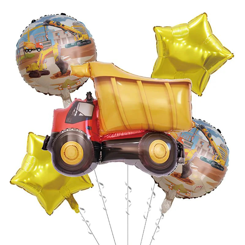Construction Truck Balloon Bouquet 5pcs