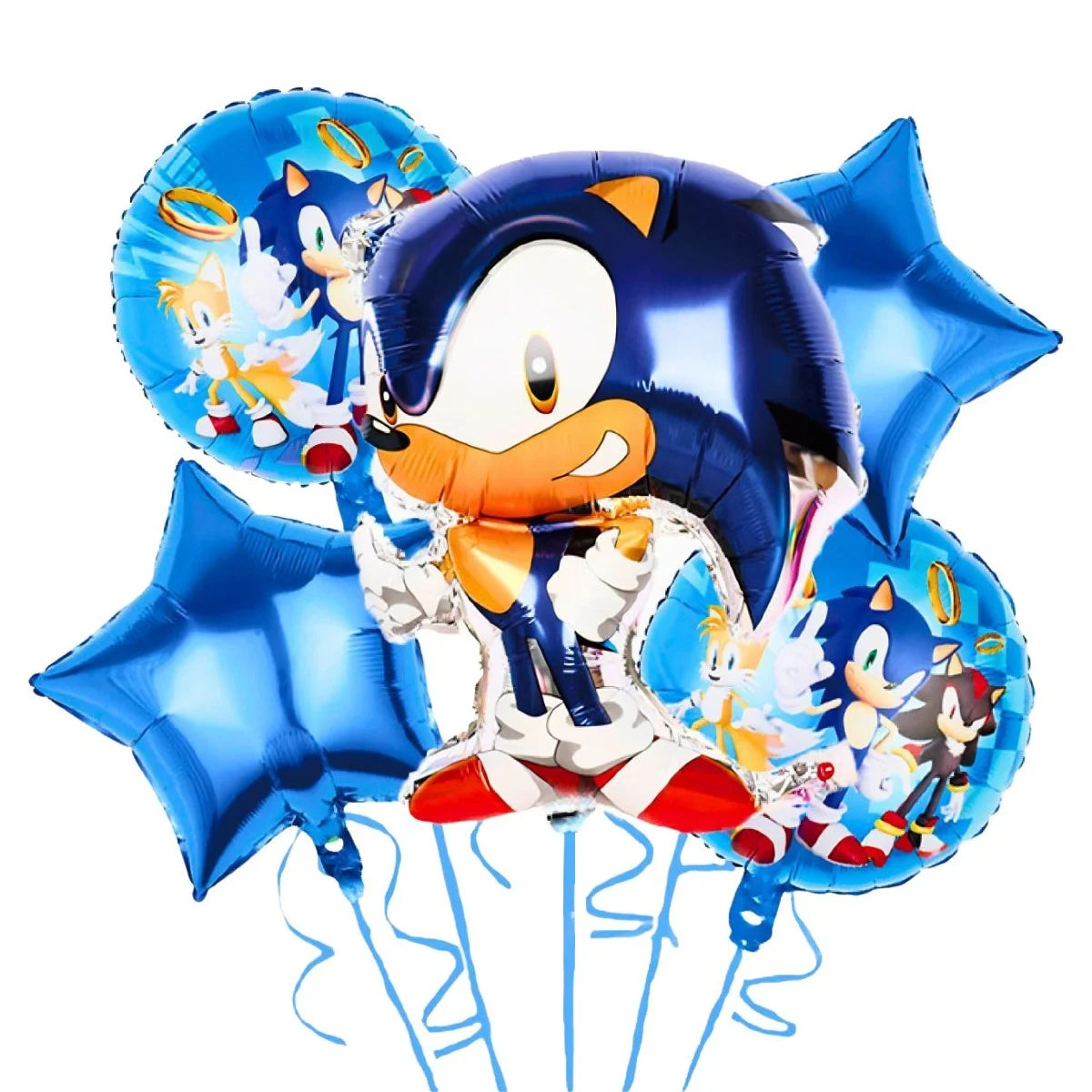 Blue Cartoon Hedgehog Balloon Bouquet 5pcs