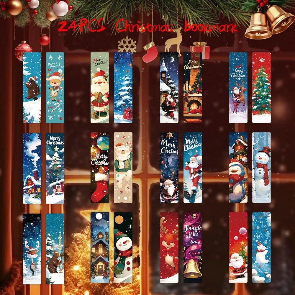 24 Christmas Bookmarks 3.9cm x 15cm (Assorted)