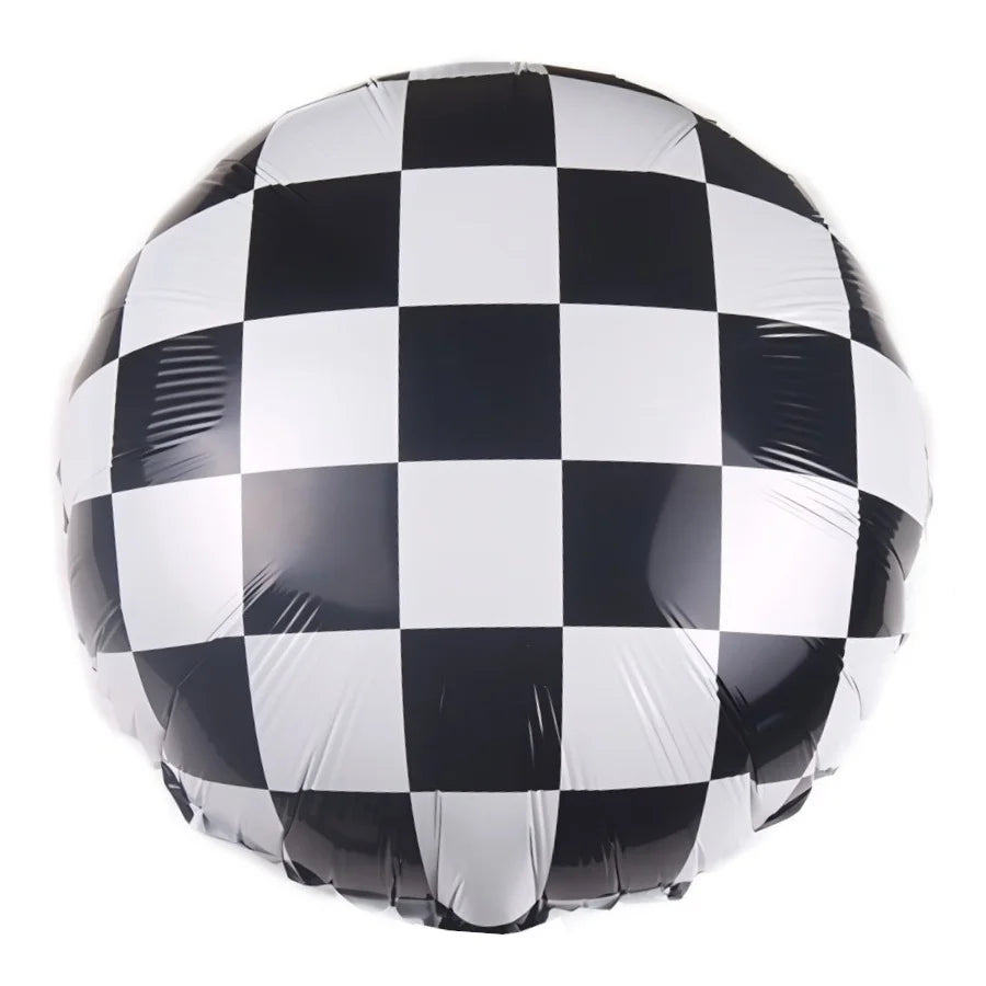 Black & White Checkered Foil Balloon 45cm (18") Round
