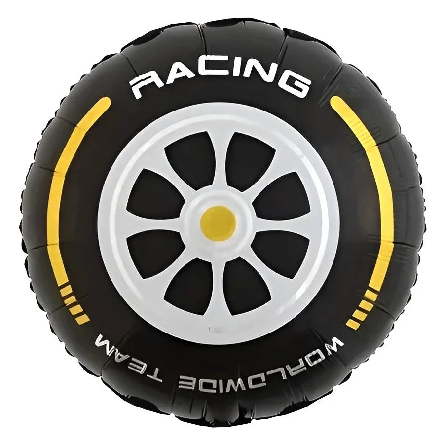 Racing Car Tyre & Wheel Foil Balloon 43cm (17") Round