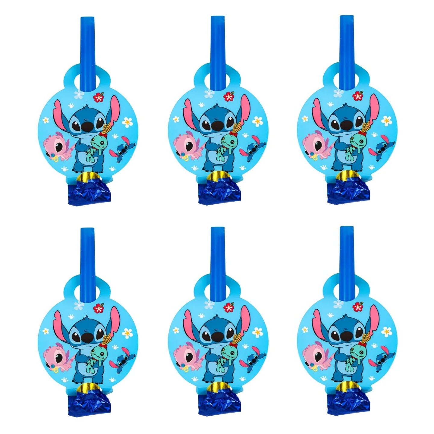 Blue Alien Blowouts 6pcs Party Favours
