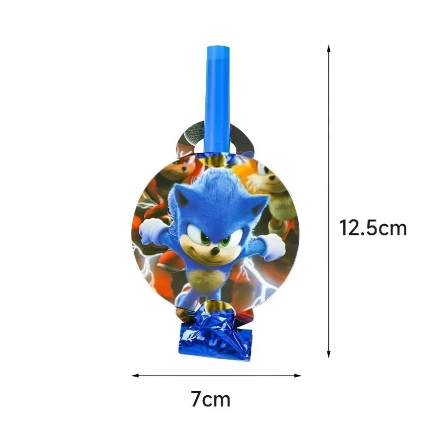 Blue Cartoon Hedgehog Blowouts 6pcs Party Favours