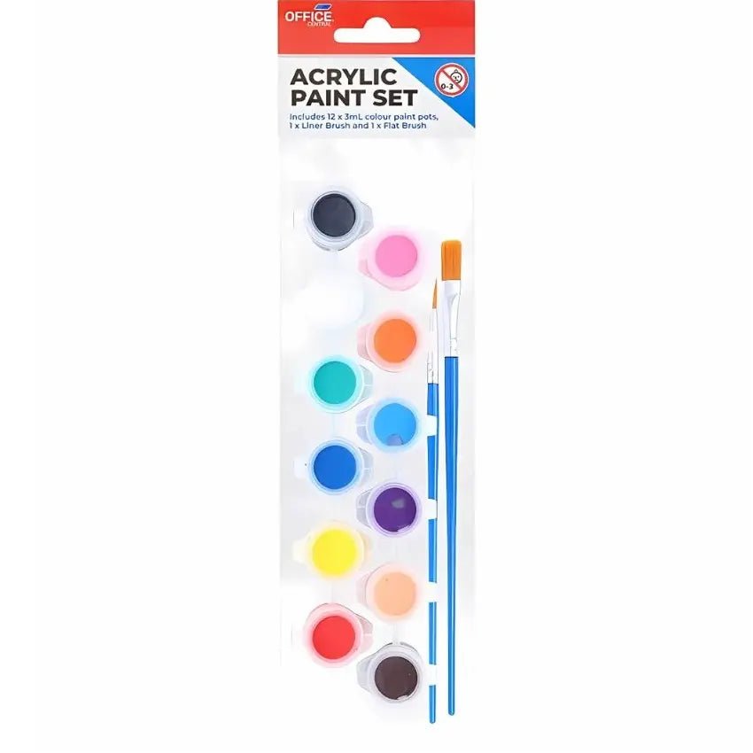 Acrylic Paint Set 12pcs With 2 Brushes - Party Owls