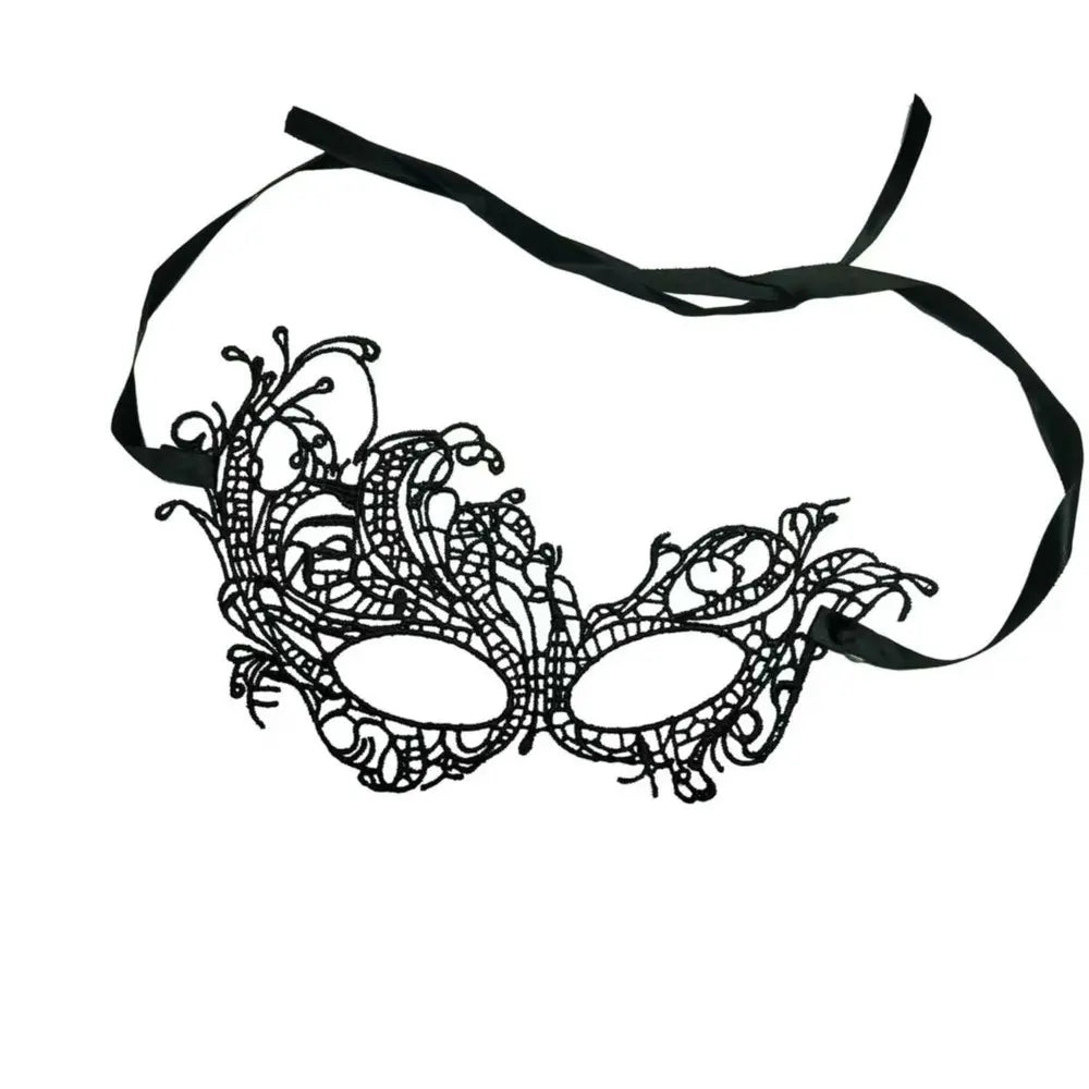 Adult Black Fancy Lace Masquerade Mask - Party Owls