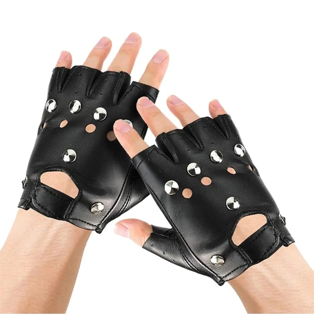 Adult Fingerless Punk Gloves With Studs - Party Owls