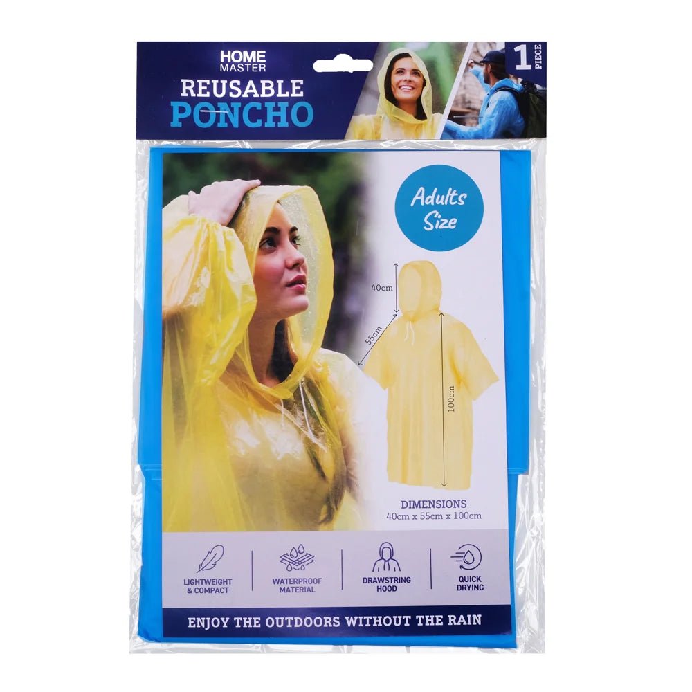 Adult Reusable Rain Poncho (Assorted Colours) - Party Owls