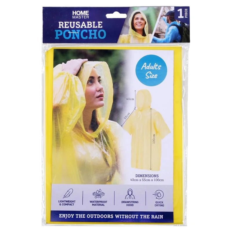 Adult Reusable Rain Poncho (Assorted Colours) - Party Owls