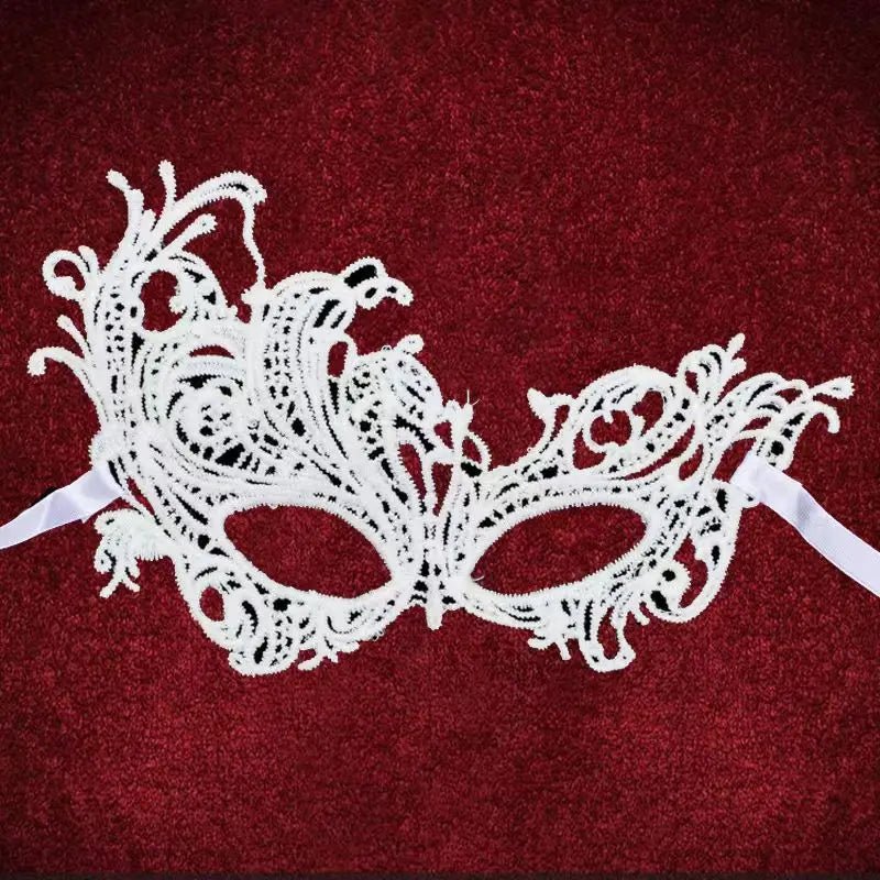 Adult White Fancy Lace Masquerade Mask - Party Owls