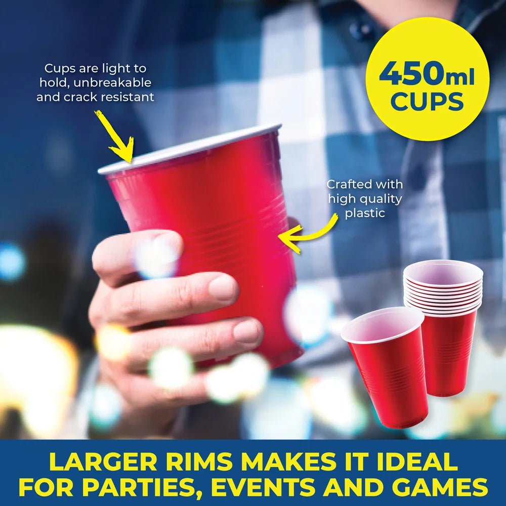 American Style Large Red Plastic Party Cups 450ml 10pcs - Party Owls