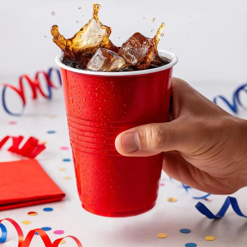 American Style Large Red Plastic Party Cups 450ml 10pcs - Party Owls