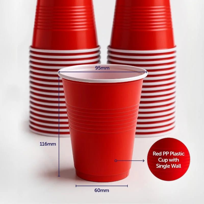 American Style Large Red Plastic Party Cups 450ml 10pcs - Party Owls