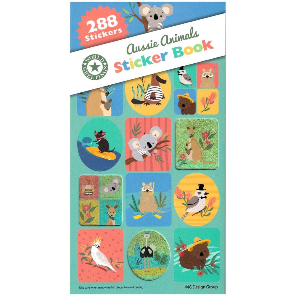 Australia Animals Sticker Book 288pk (12 Sheets) Party Favours - Party Owls