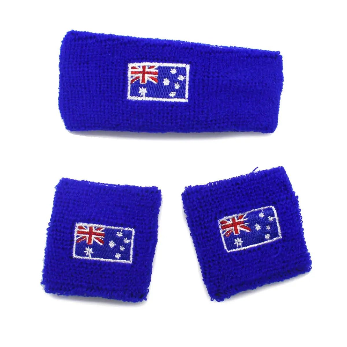 Australia Flag Cotton Wristbands Headband Sweatbands Set - Party Owls