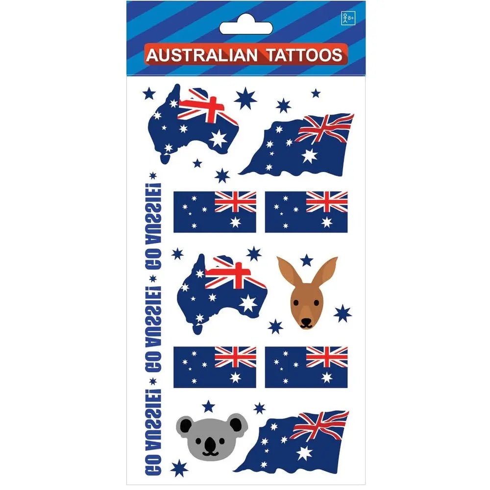 Australian Fake Tattoos Assorted (1 Sheet) Australia Day - Party Owls