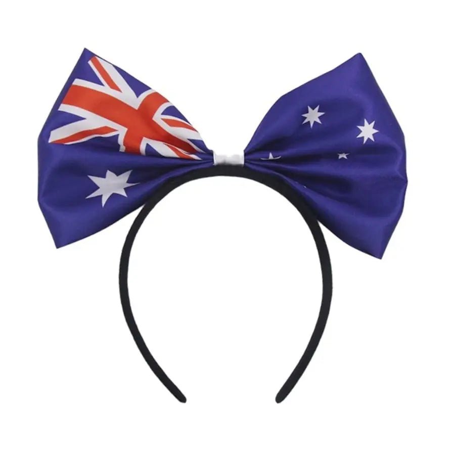 Australian Flag Bow Headband Aussie Australia Day - Party Owls