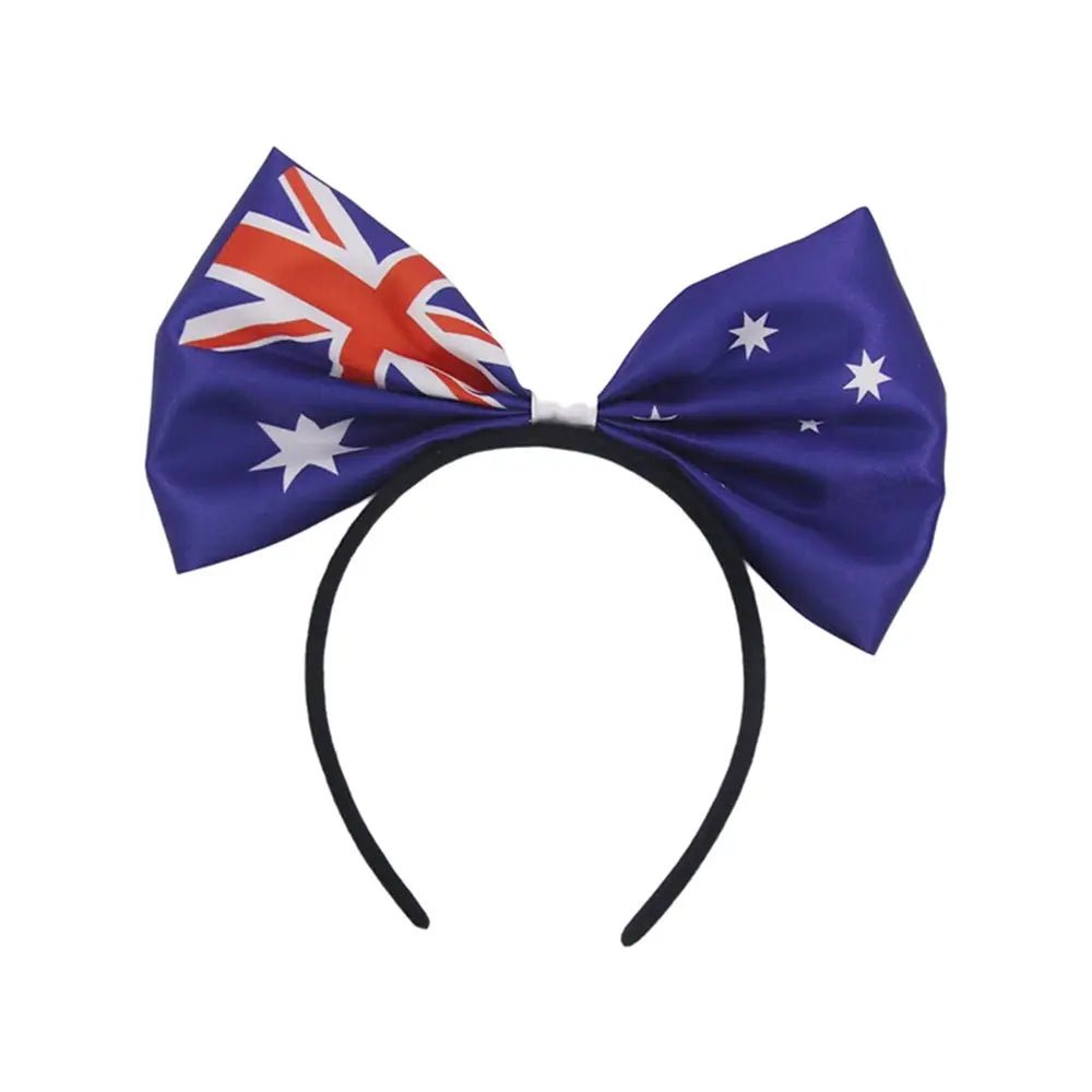 Australian Flag Bow Headband Aussie Australia Day - Party Owls