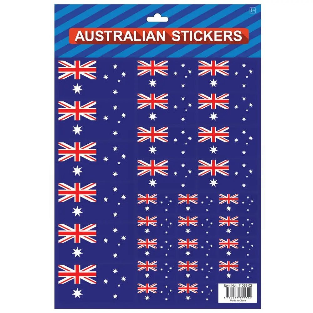 Australian Flags Stickers Assorted (1 Sheet) Australia Day - Party Owls
