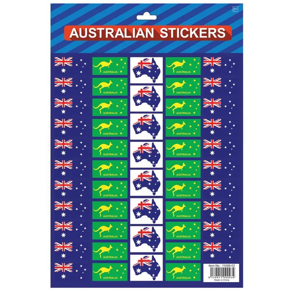 Australian Flags Stickers Assorted (1 Sheet) Australia Day - Party Owls